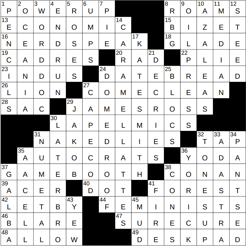 Ny Times Patternless Crossword Printable