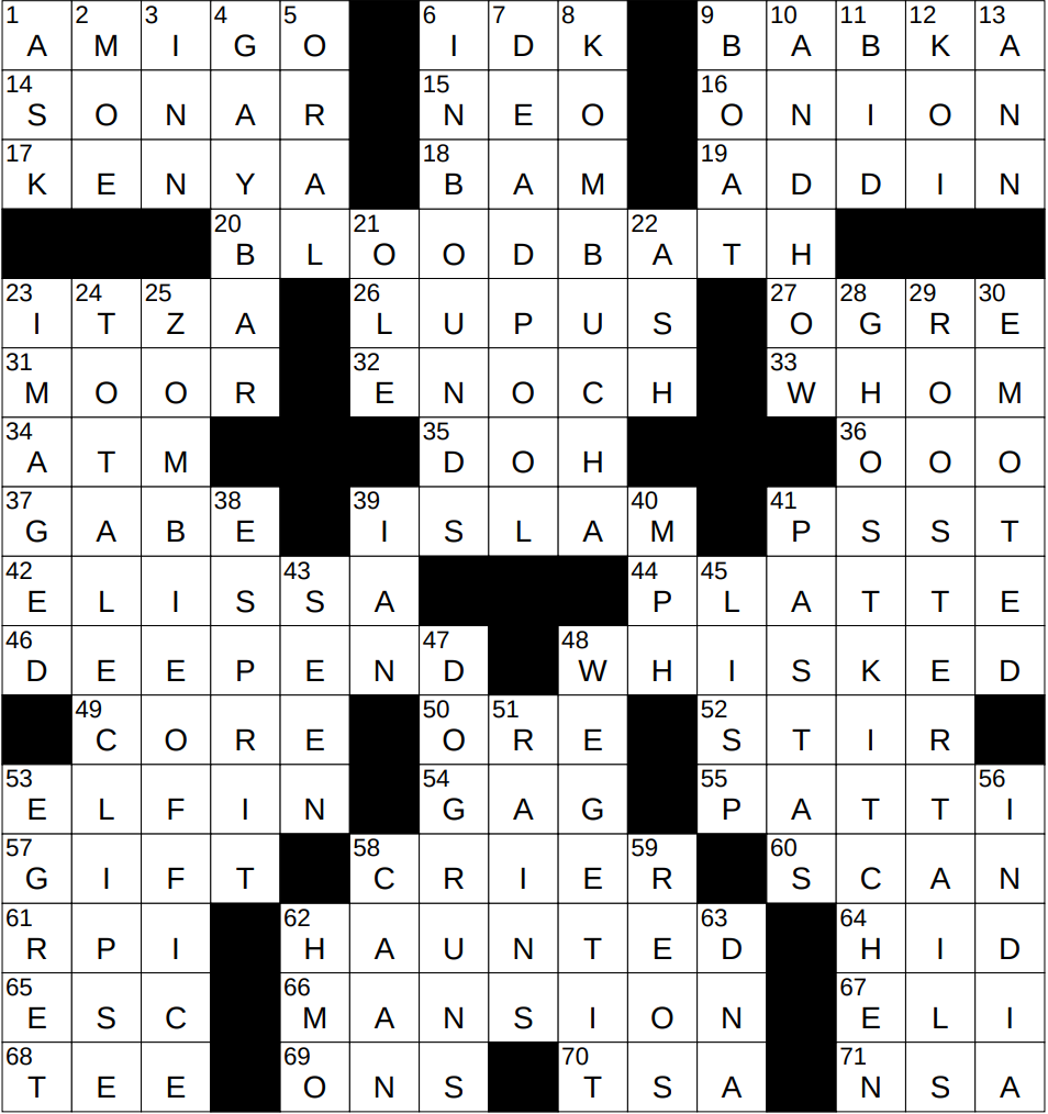 N Y Times Crossword Printable
