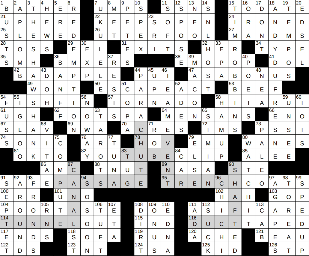 New York Times Printable Crossword Puzzle