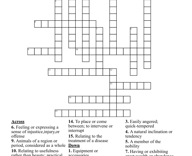 15 Word Puzzle Crossword WordMint