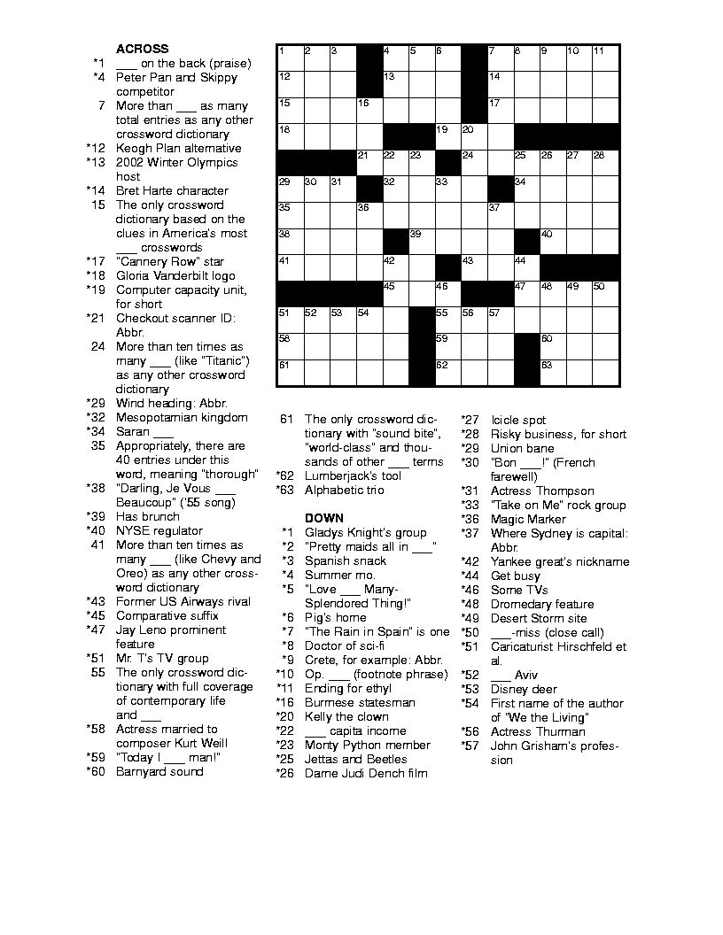 Best Printable Crosswords