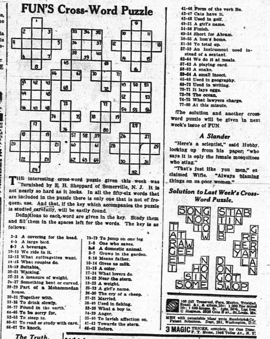 1914 The Year In Crosswords T Campbell s Grid