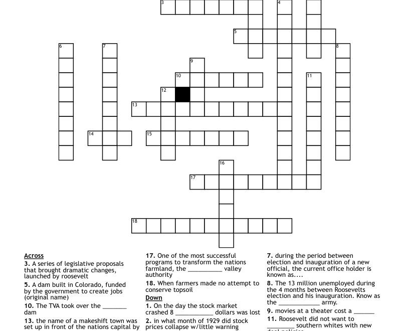 1930 s Crossword Puzzle WordMint