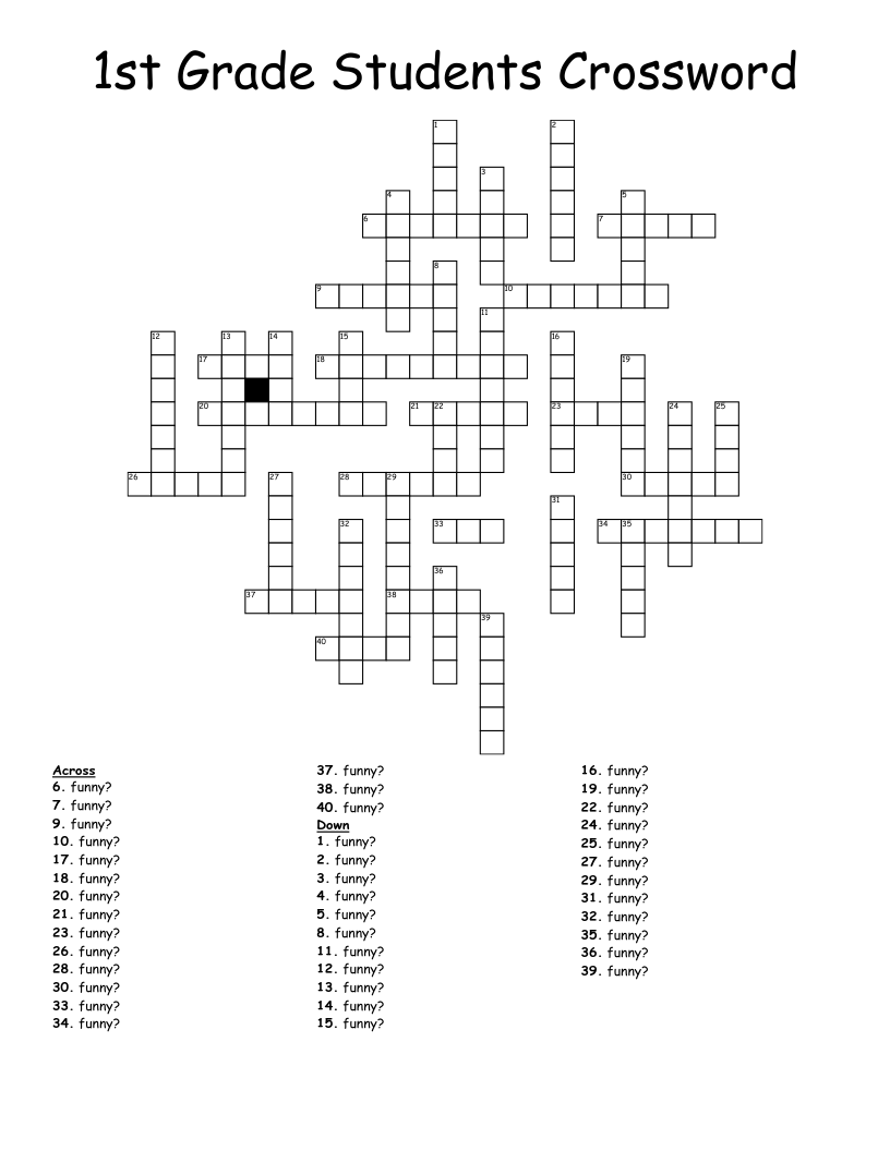 1st Grade Students Crossword WordMint