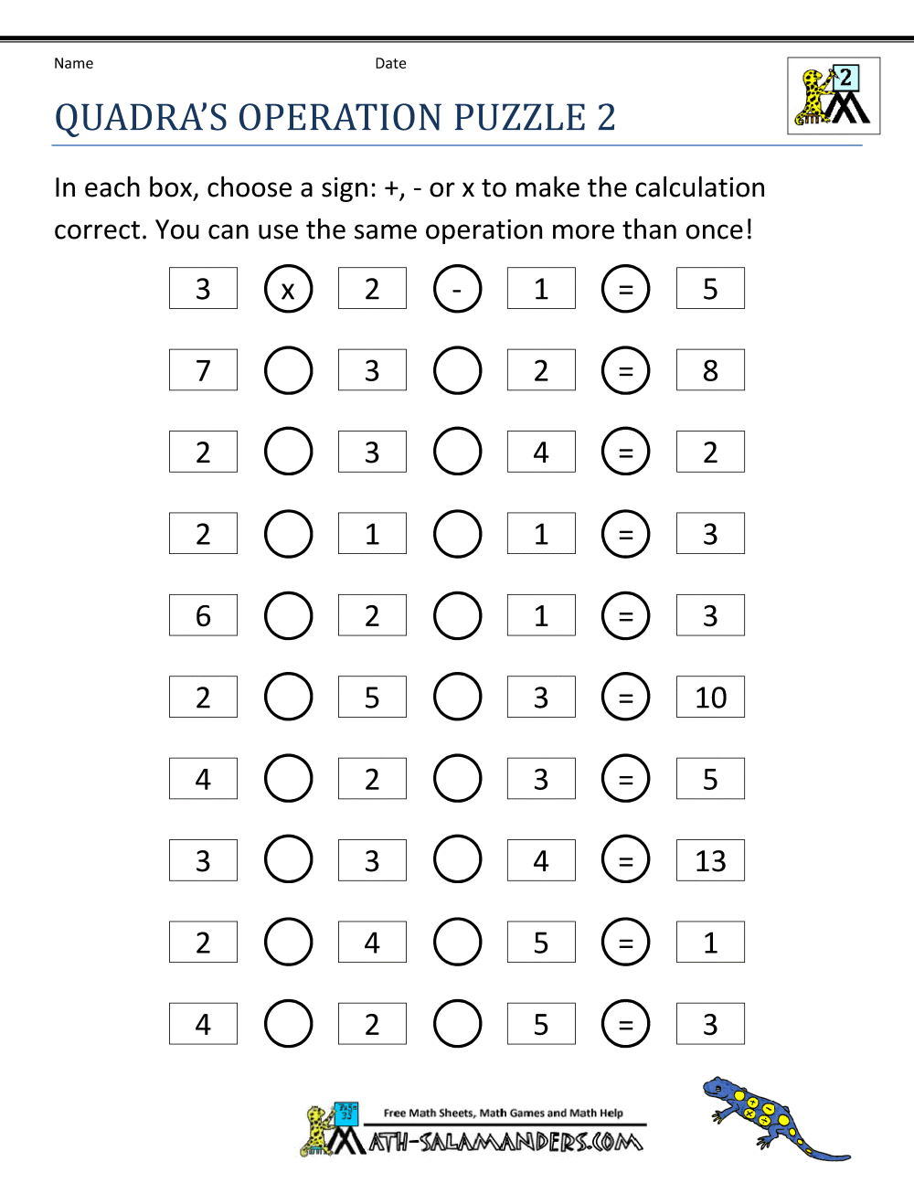 2nd Grade Math Puzzles Worksheets Library