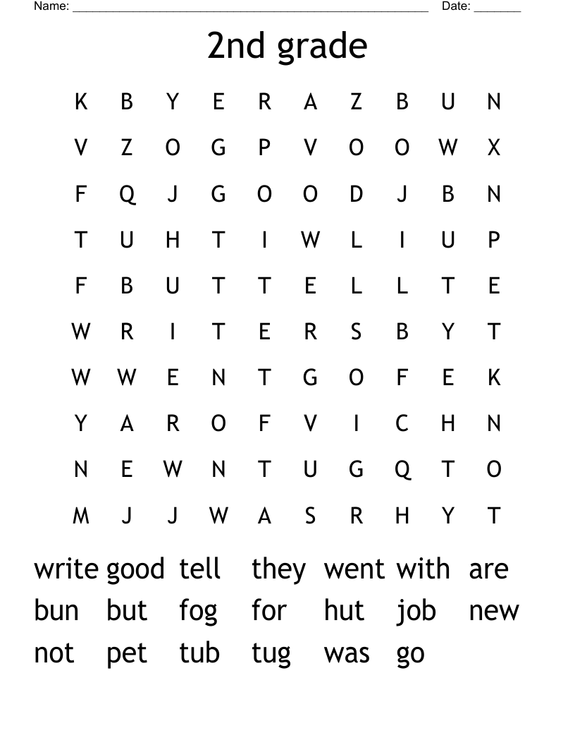 2nd Grade Word Search WordMint 2nd Grade Word Search WordMint