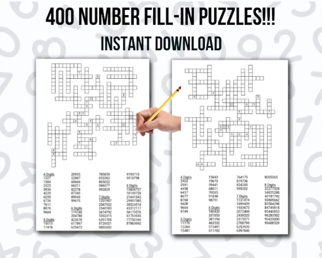 400 Printable Number Fill In Puzzle Pages For Adults Large Print Easy To Read Fill In Number Crossword Puzzles Instant Digital Download Etsy 400 Printable Number Fill In Puzzle Pages For Adults Large Print Easy To Read Fill In Number Crossword Puzzles Instant Digital Download Etsy