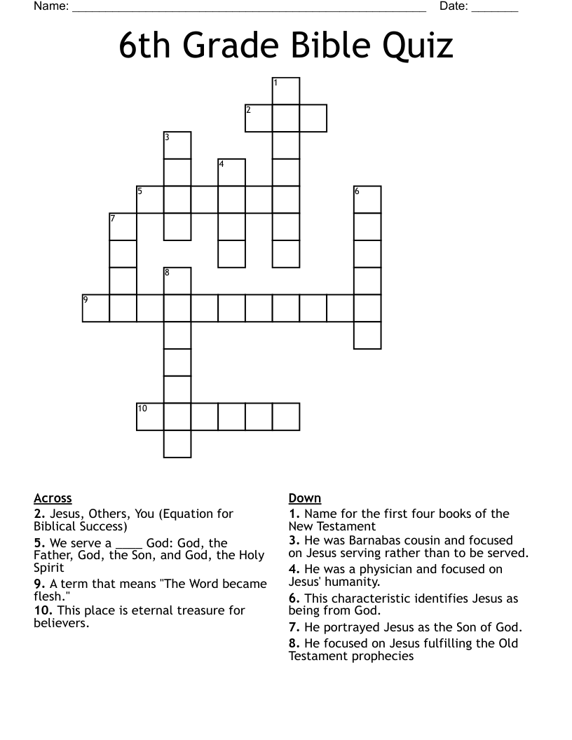 Free Printable Bible Crossword Games