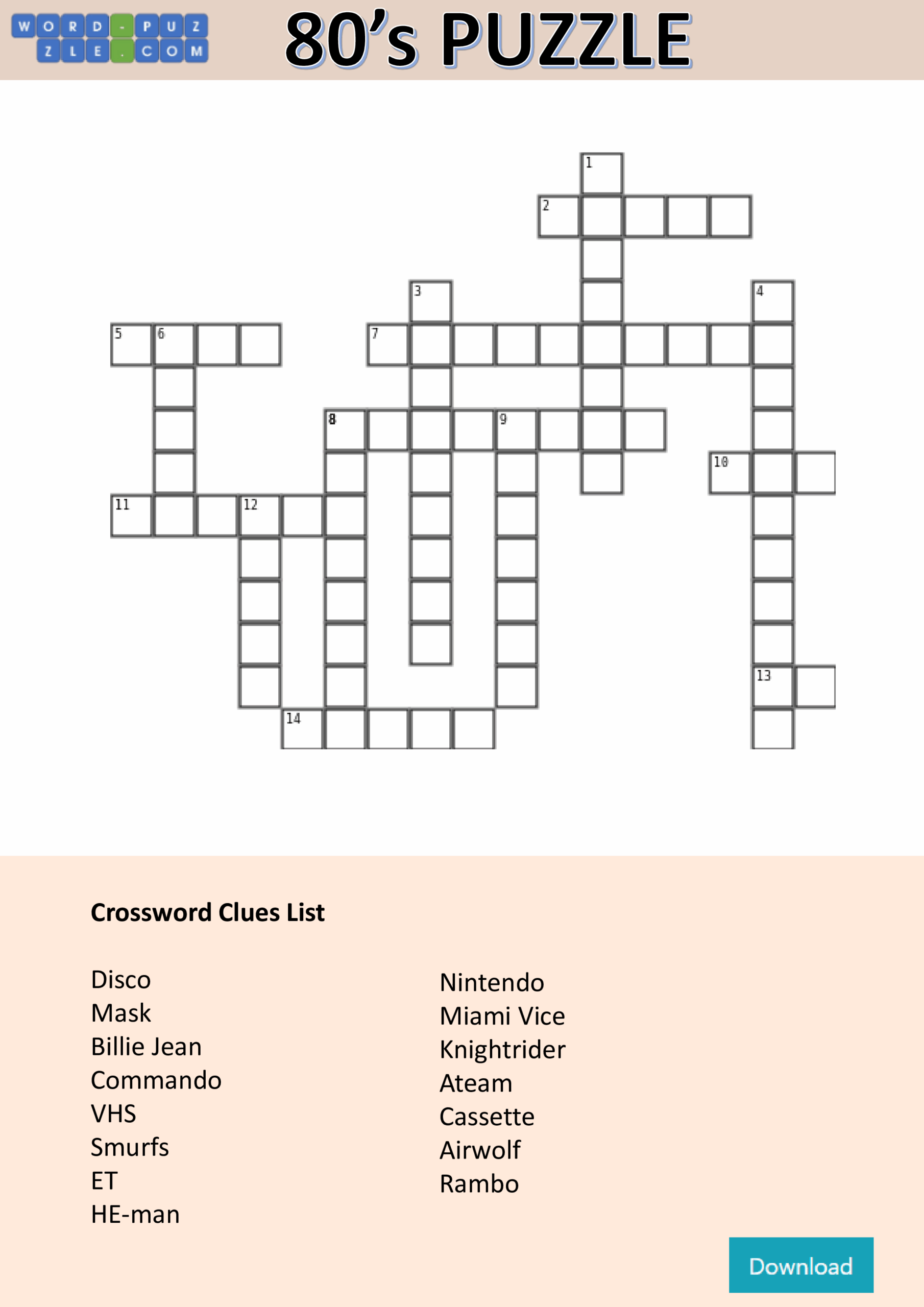 80 S Crossword Puzzle Templates At Allbusinesstemplates 80 S Crossword Puzzle Templates At Allbusinesstemplates