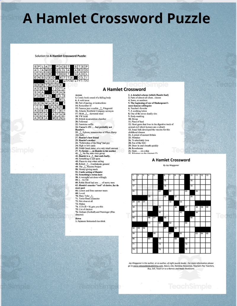 A Hamlet Crossword Puzzle By Teach Simple