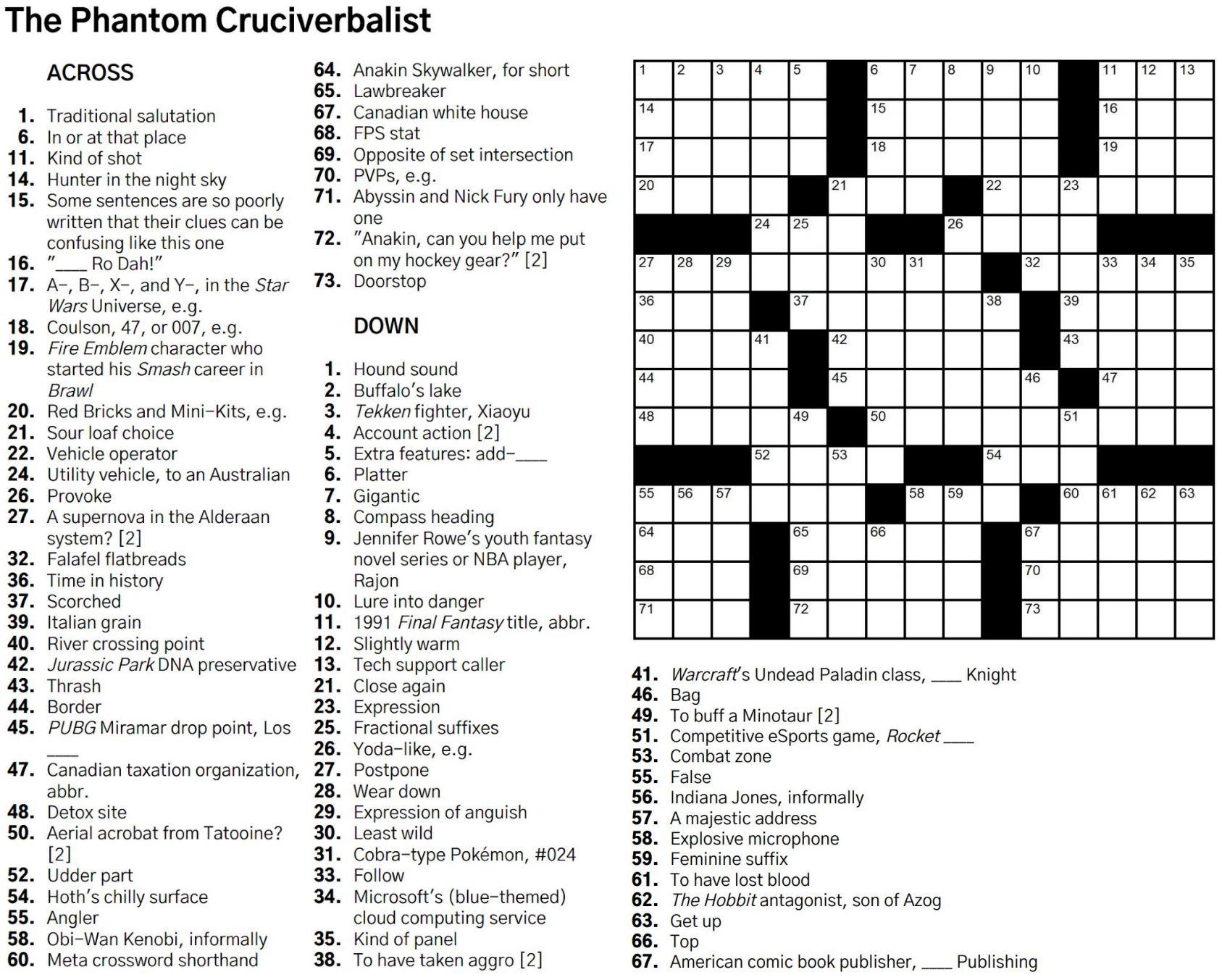 A Nerdy Crossword With A Special Theme This Is R StarWars A Nerdy Crossword With A Special Theme This Is R StarWars