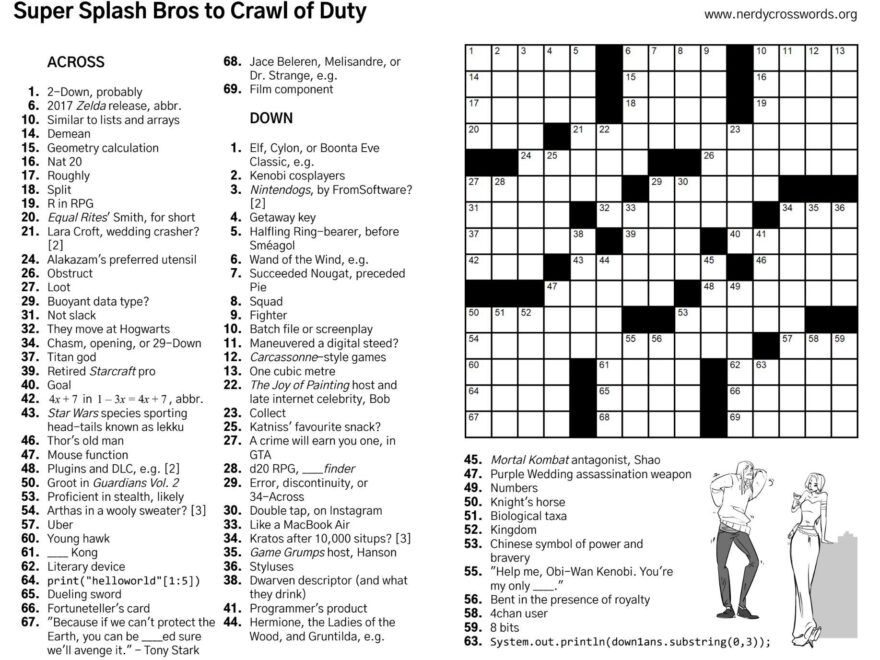 A Nerdy themed Crossword Puzzle For The Gamer Geeks and Non gamer Geeks Solutions In Comments Enjoy R geek