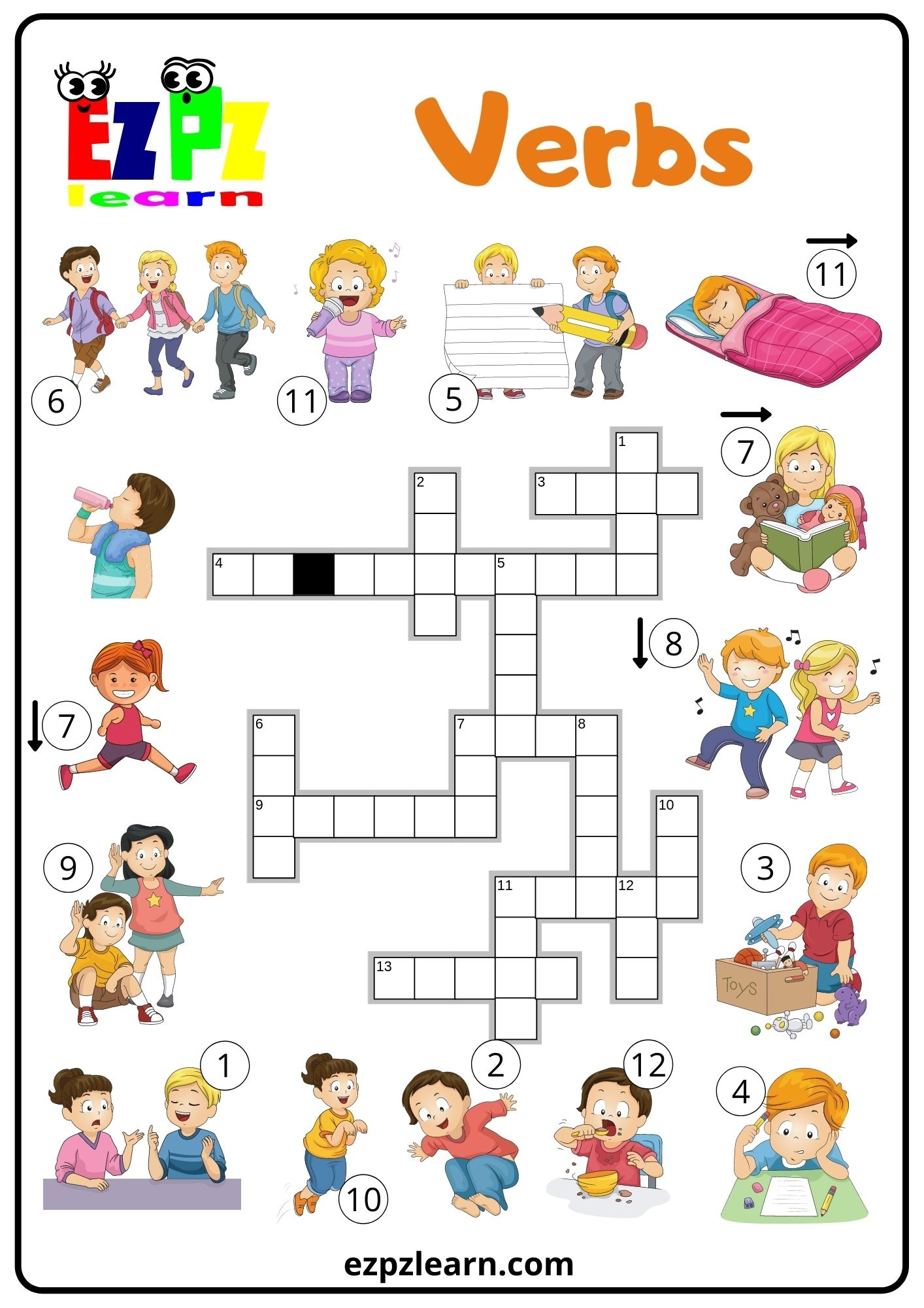 Crosswords Printable For Verb Tenses
