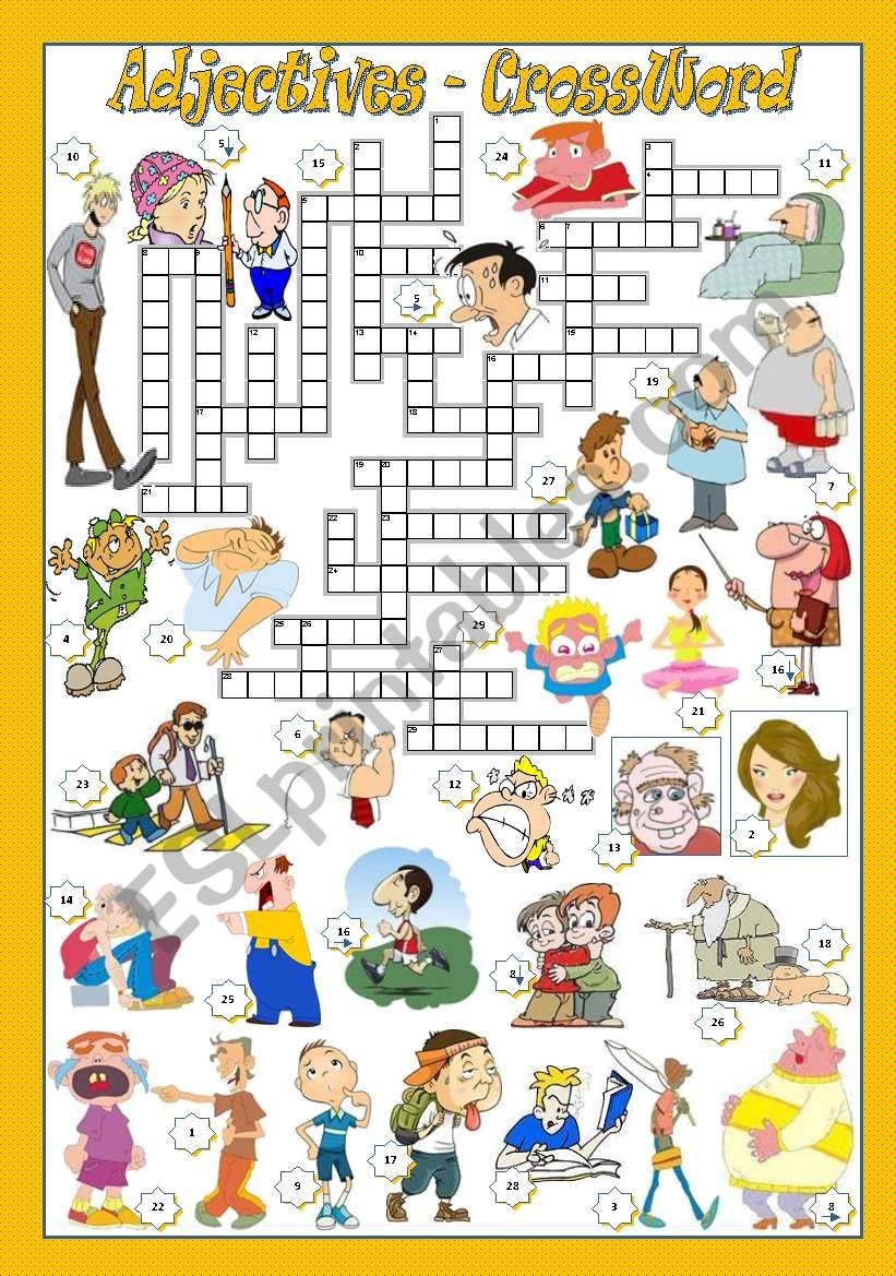 Adjective Crossword Puzzles Printable