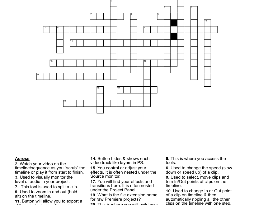 Adobe Premiere Crossword WordMint