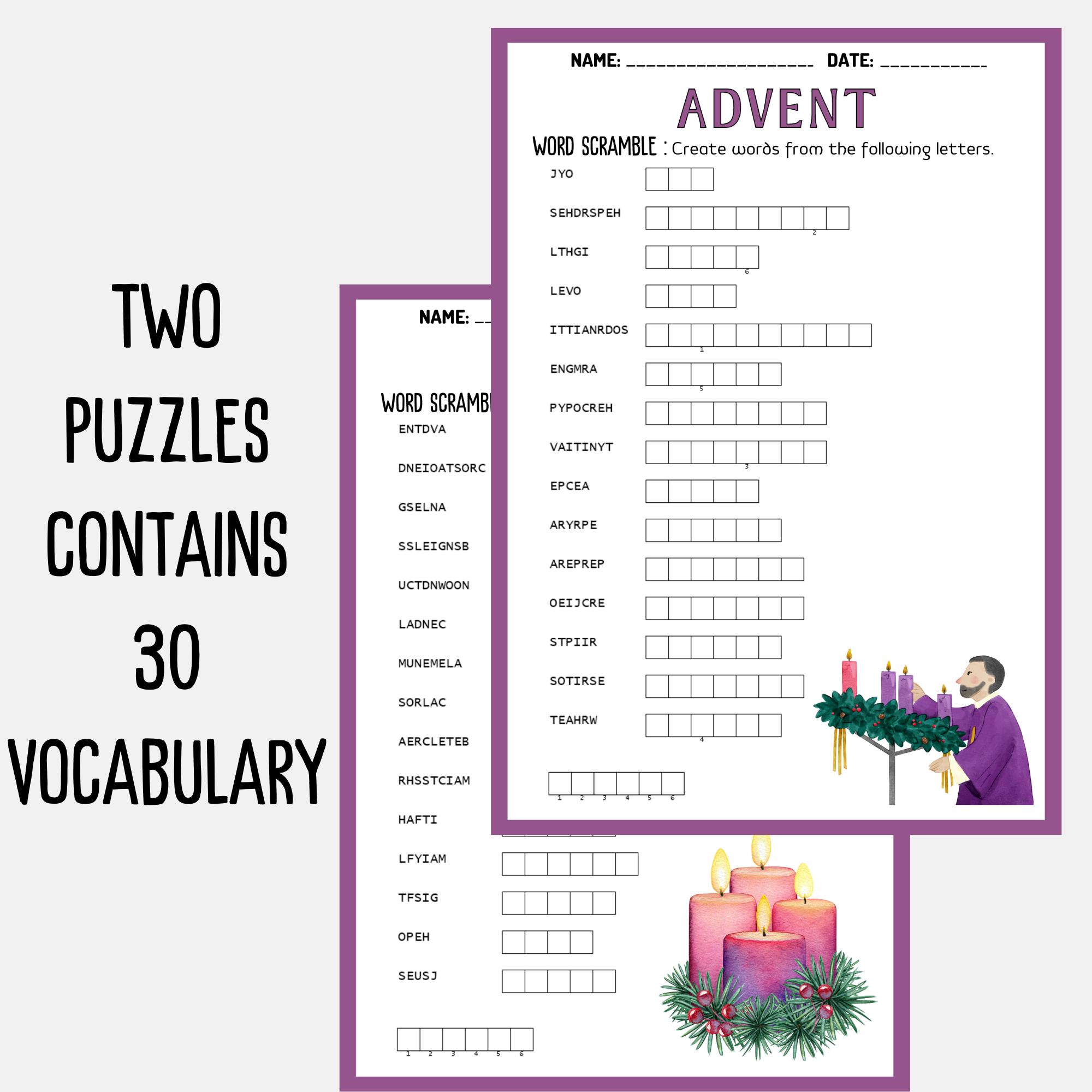 Advent Crossword Printable