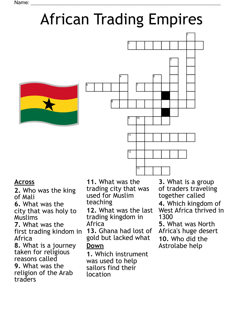 Africa Crossword Puzzle WordMint