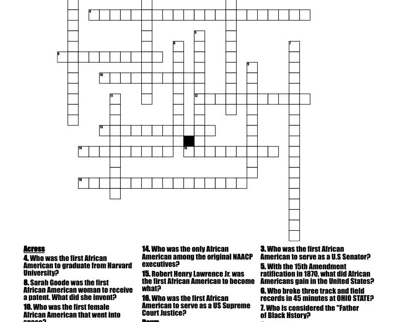 African American History Crossword WordMint