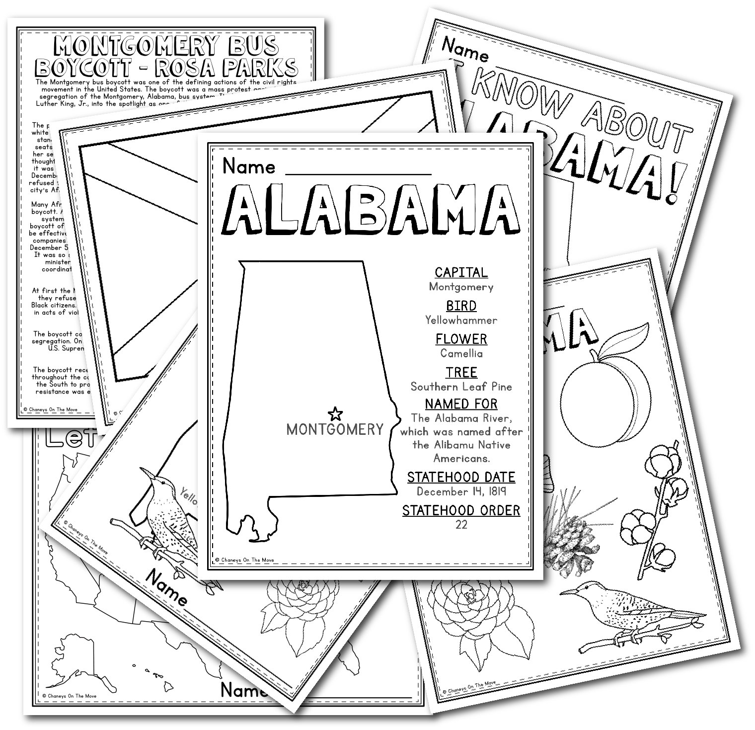ALABAMA STATE WORKSHEET PACKET Chaneys On The Move Worksheets Library