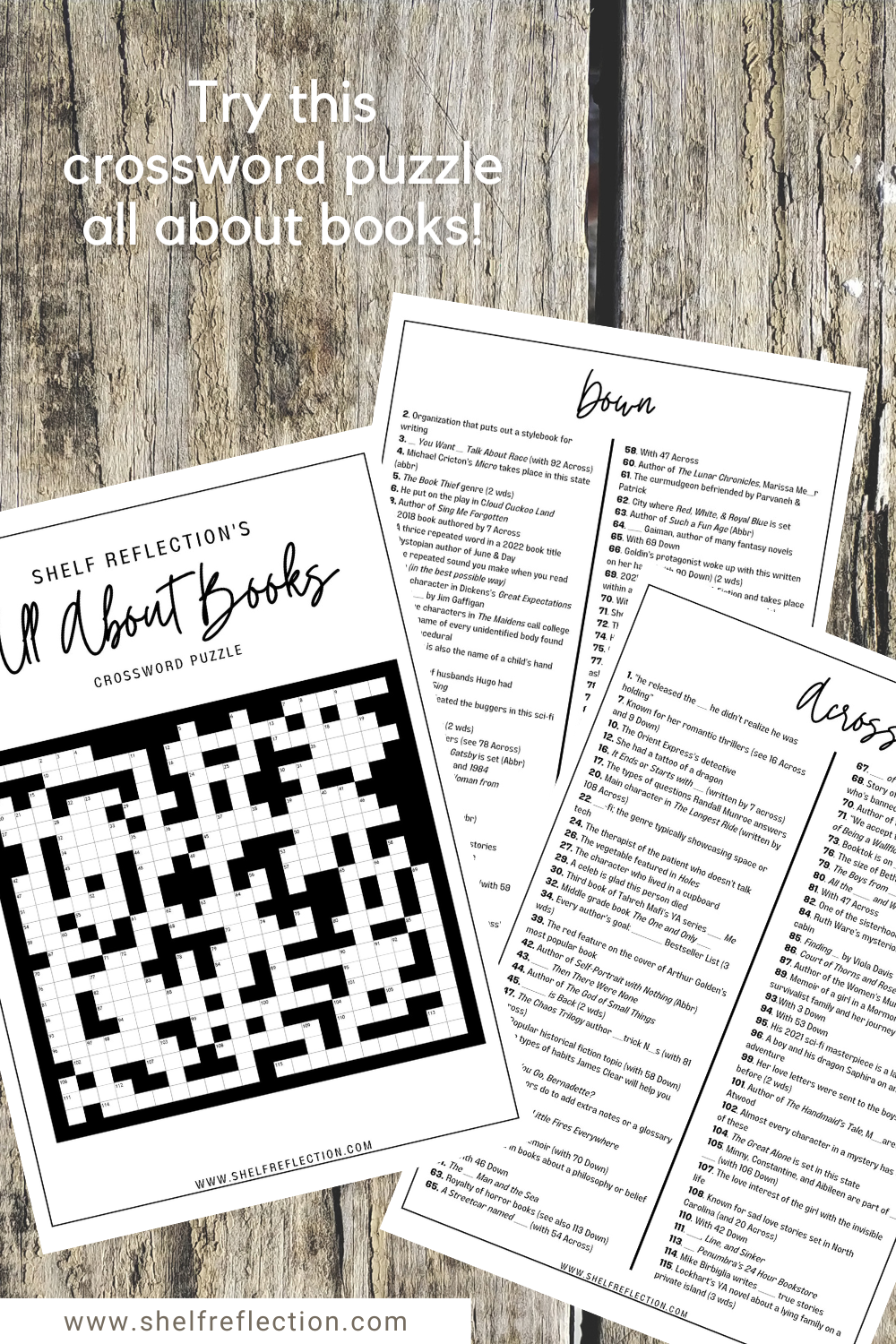 All About Books Crossword Puzzle By Shelf Reflection Crossword Puzzle Shelf Reflection Book Reviews 