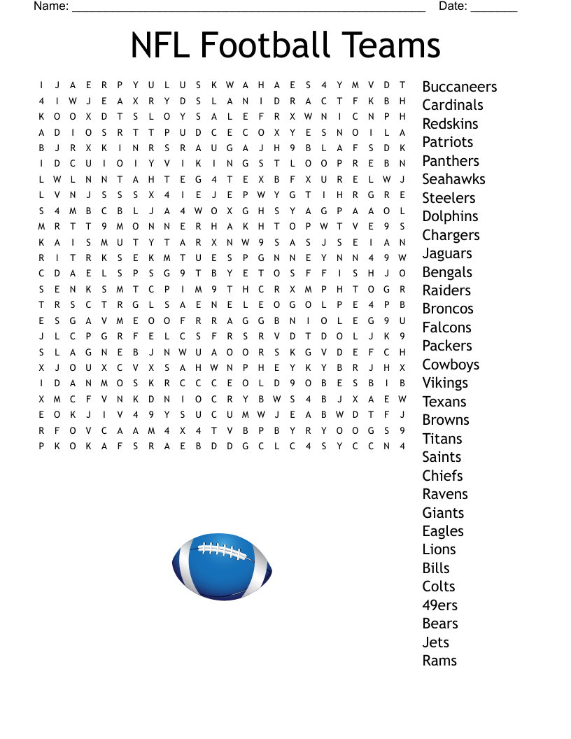 American Football Crosswords Word Searches Bingo Cards WordMint