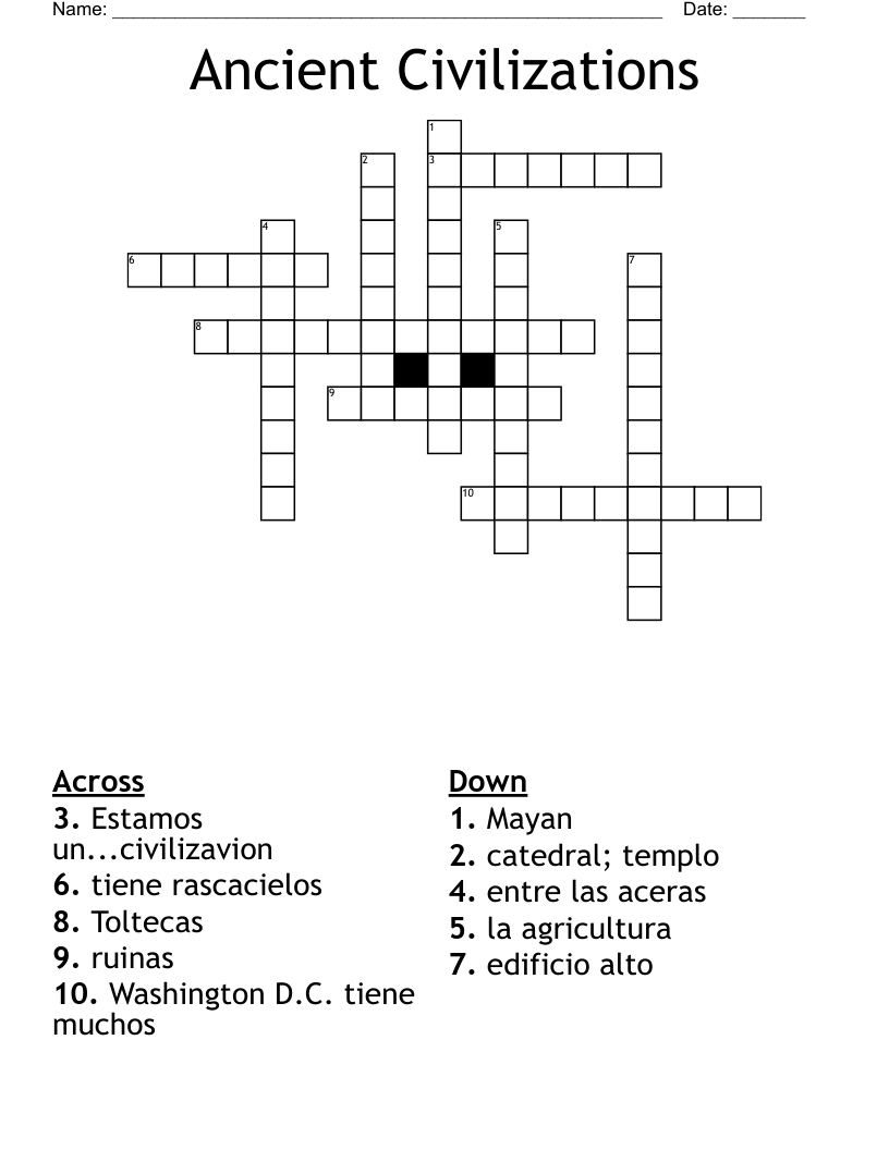 Ancient Civilizations Crossword WordMint