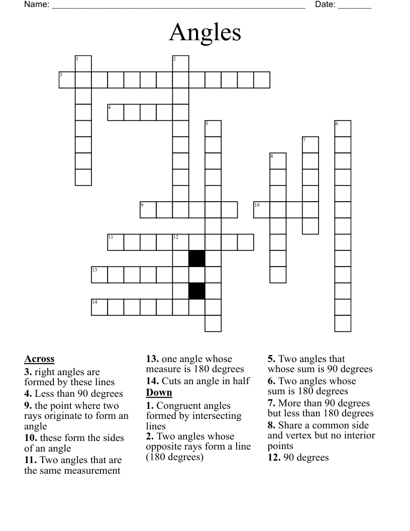Angles Crossword WordMint