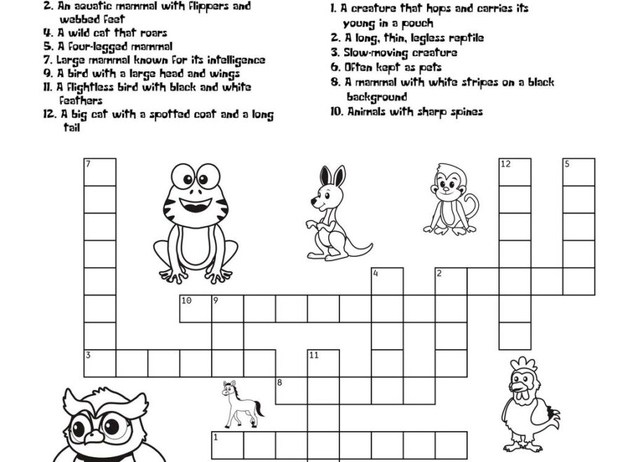 Animal themed Crossword Puzzles Beeloo Printable Crafts And Activities For Kids
