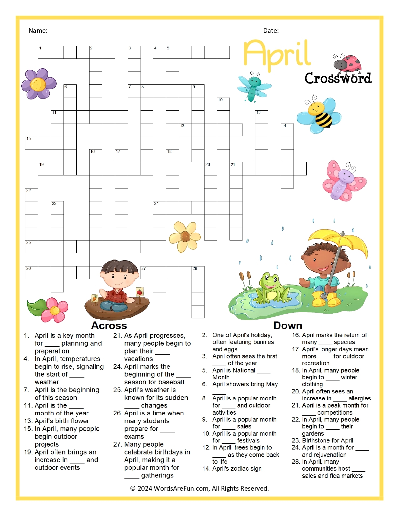 April Crossword Puzzle April Crossword Puzzle