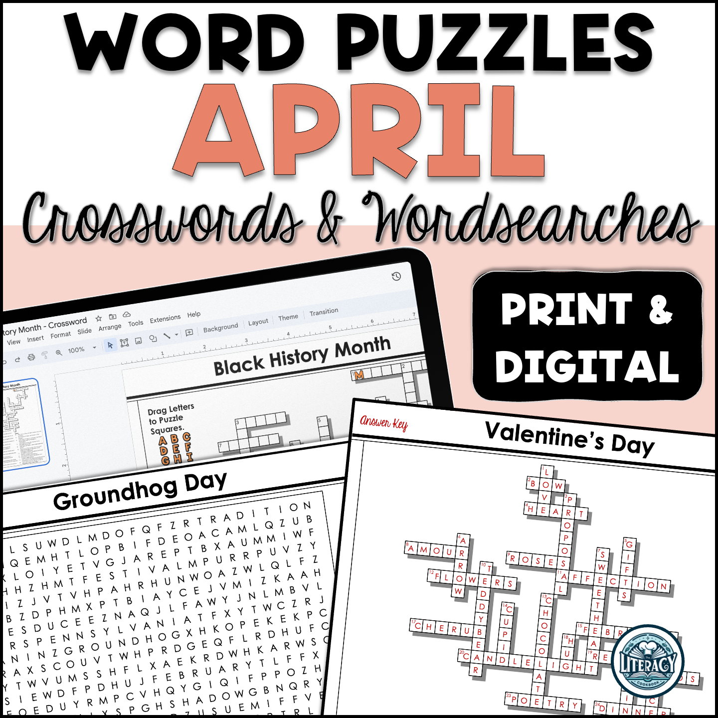 April Crossword Puzzles Word Search Middle High School Print Digital Resources Classful