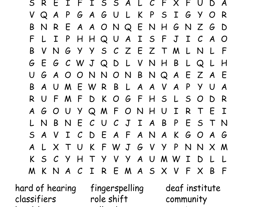 ASL CROSSWORD Word Search WordMint