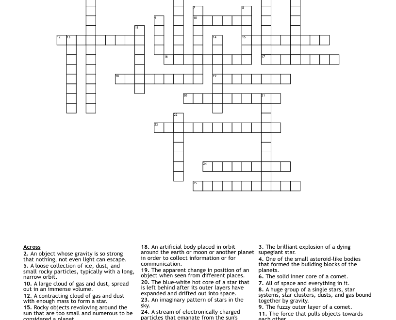 Astronomy Crossword Puzzle WordMint