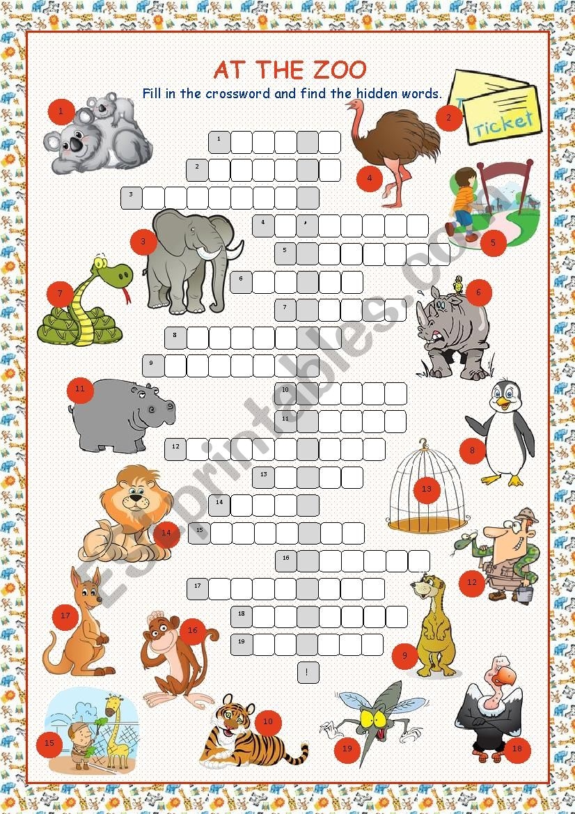 At The Zoo Crossword Puzzle ESL Worksheet By Kissnetothedit At The Zoo Crossword Puzzle ESL Worksheet By Kissnetothedit