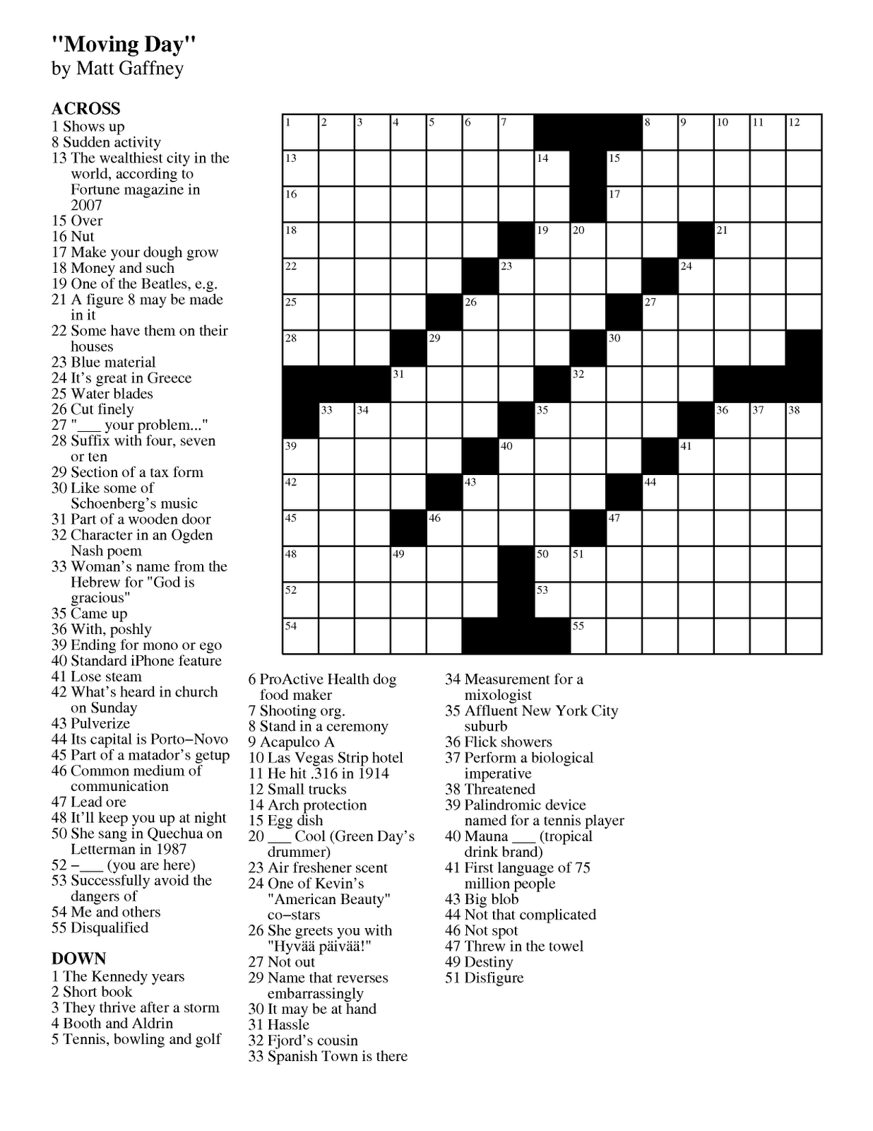Crossword Printable For Middle School Crossword Printable For Middle School