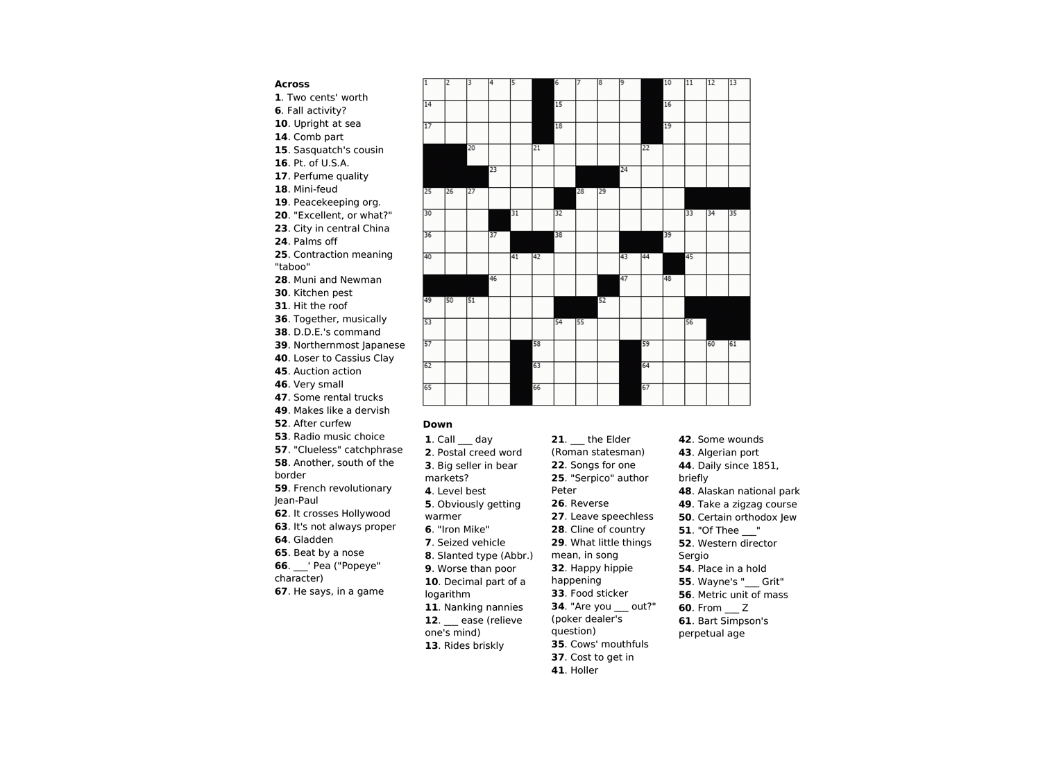 Free Printable Crossword Puzzles Free Printable Crossword Puzzles