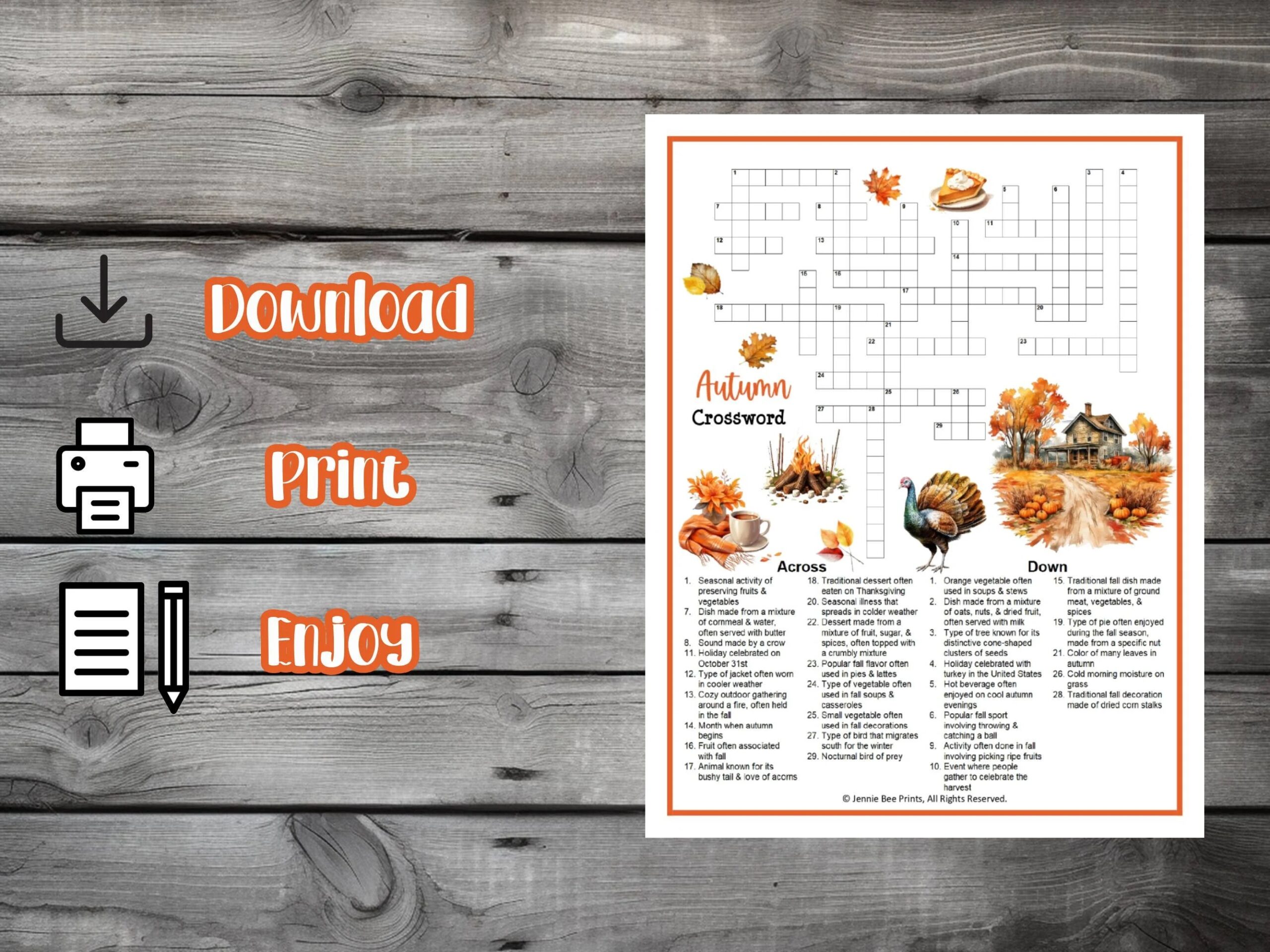 Printable English Autumn Crossword Puzzle For Adults Printable English Autumn Crossword Puzzle For Adults