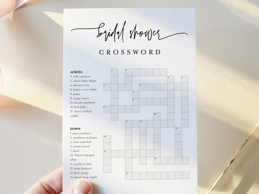 Baby Crossword Puzzle Minimalist Baby Shower Game Printable Crossword Game With Answer Key Instant Download Templett 5x7 0009 396BASG