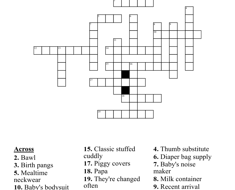 Baby Shower Crossword WordMint