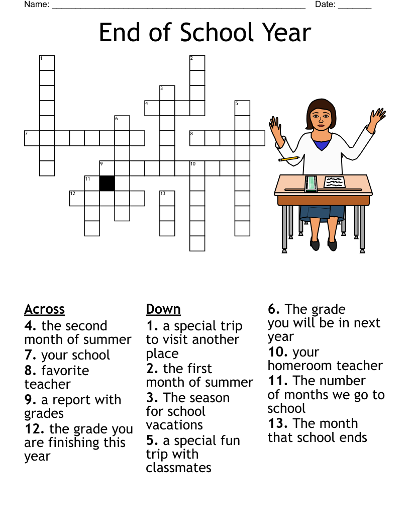 Back To School Crossword WordMint