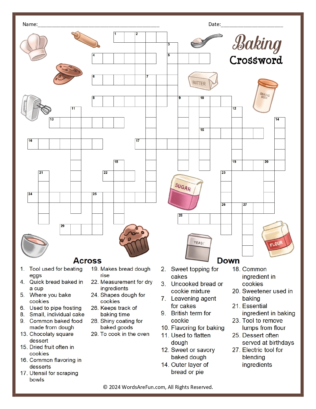 Introduction To Culinary Arts Crossword Printable Introduction To Culinary Arts Crossword Printable