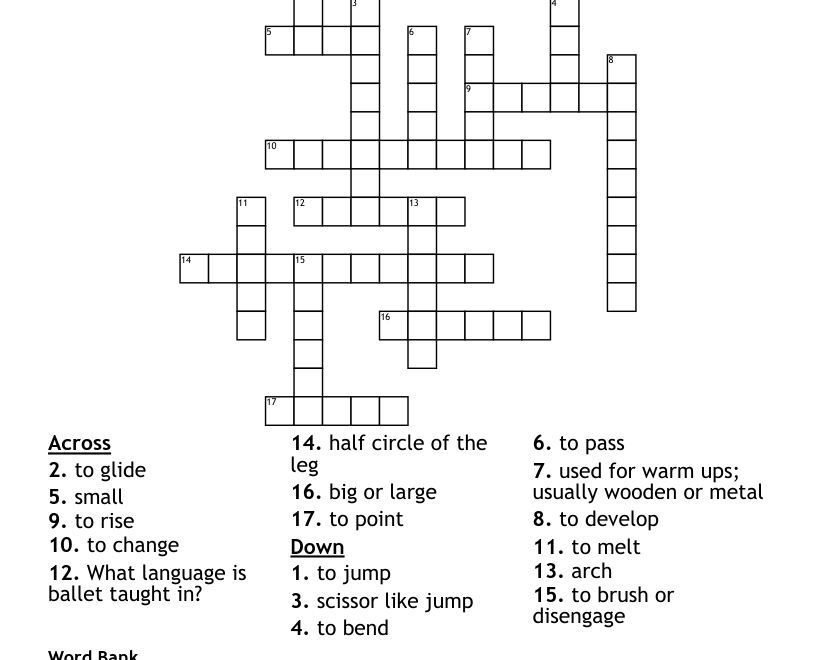 Ballet Crossword Easy WordMint