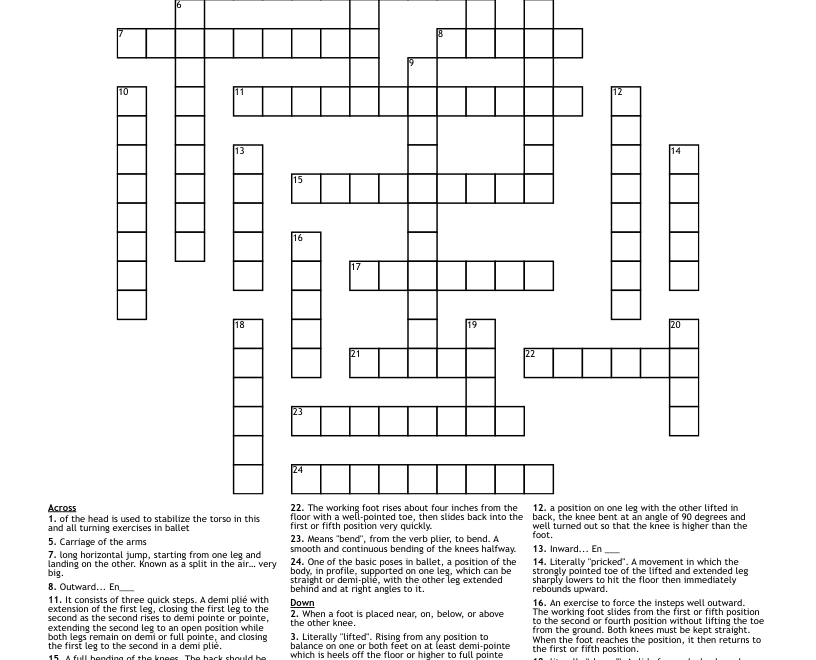 Ballet Terms Crossword WordMint