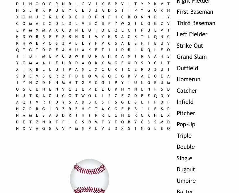 Baseball Crossword WordMint