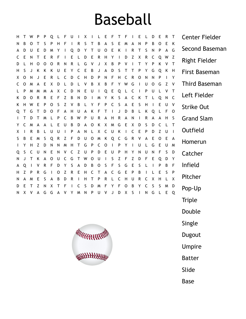Baseball Crossword WordMint
