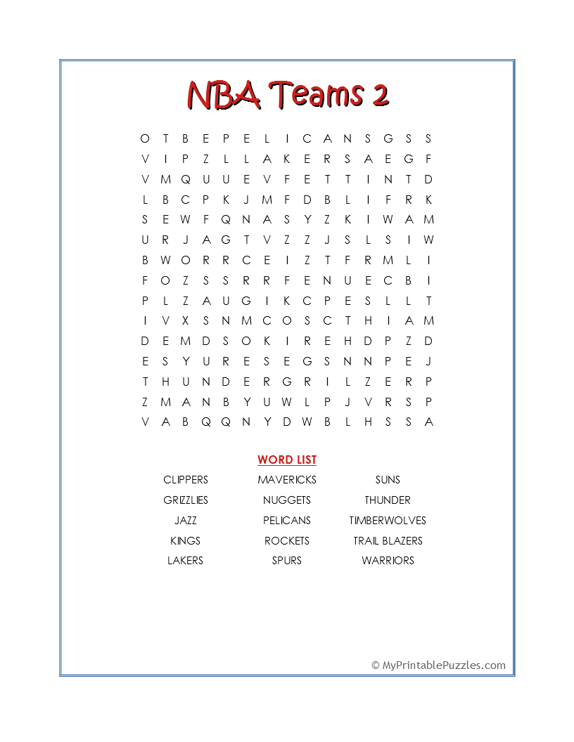 Basketball My Printable Puzzles
