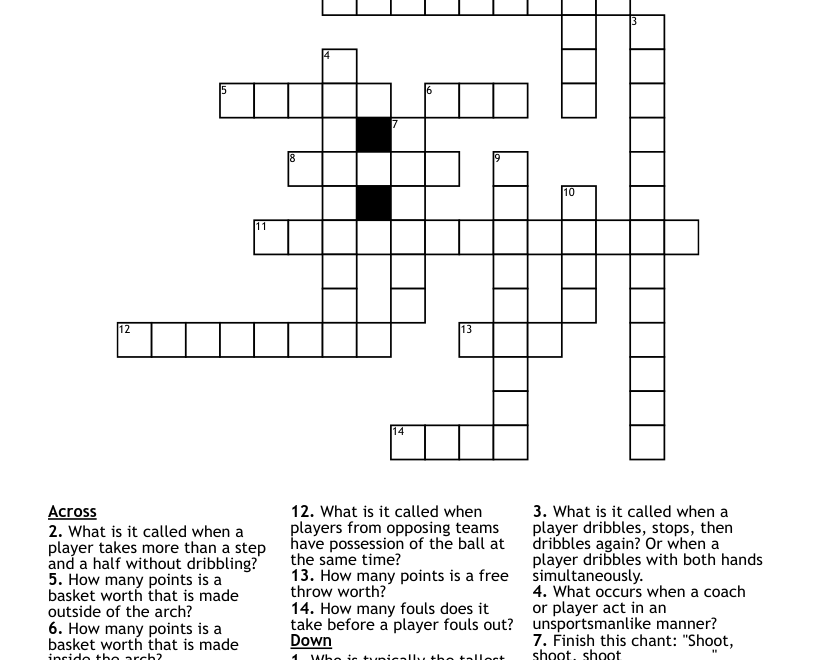 Basketball Questions Crossword WordMint
