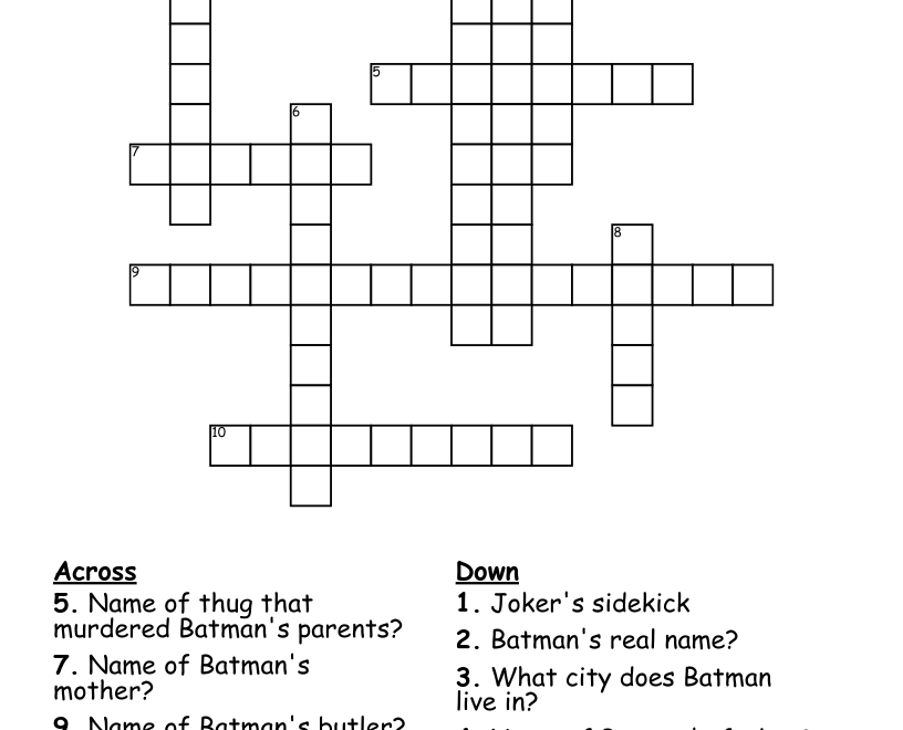 Batman Crossword WordMint