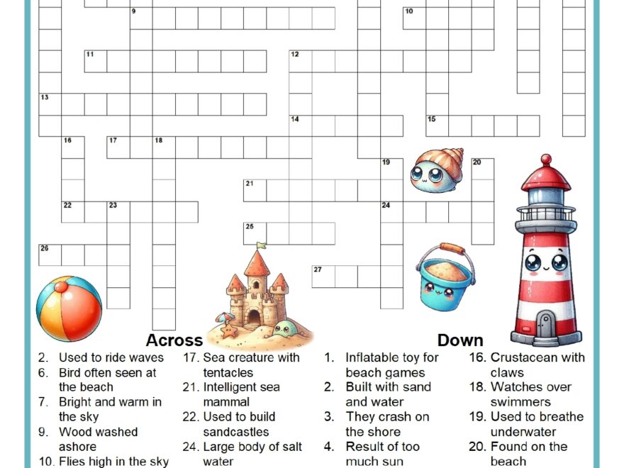 Beach Crossword Puzzle
