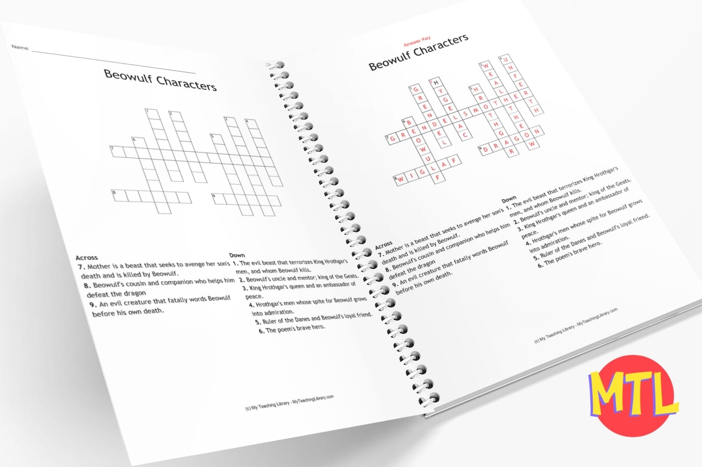 Beowulf Characters Crossword Puzzle Homeschool Curriculum Fair
