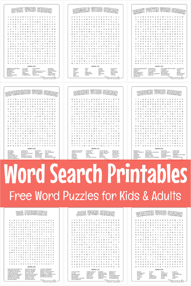 Crossword Search Puzzles Printable